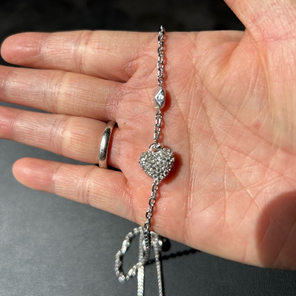 Elegant Dior Silver Heart double Necklace